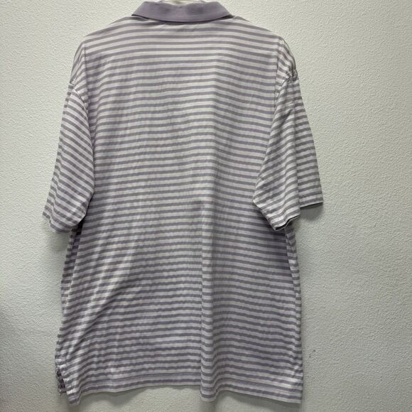 Fairway & Greene Polo Shirt Purple Stripe Mens Large Cotton Collar Short Sleeve - Picture 3 of 5
